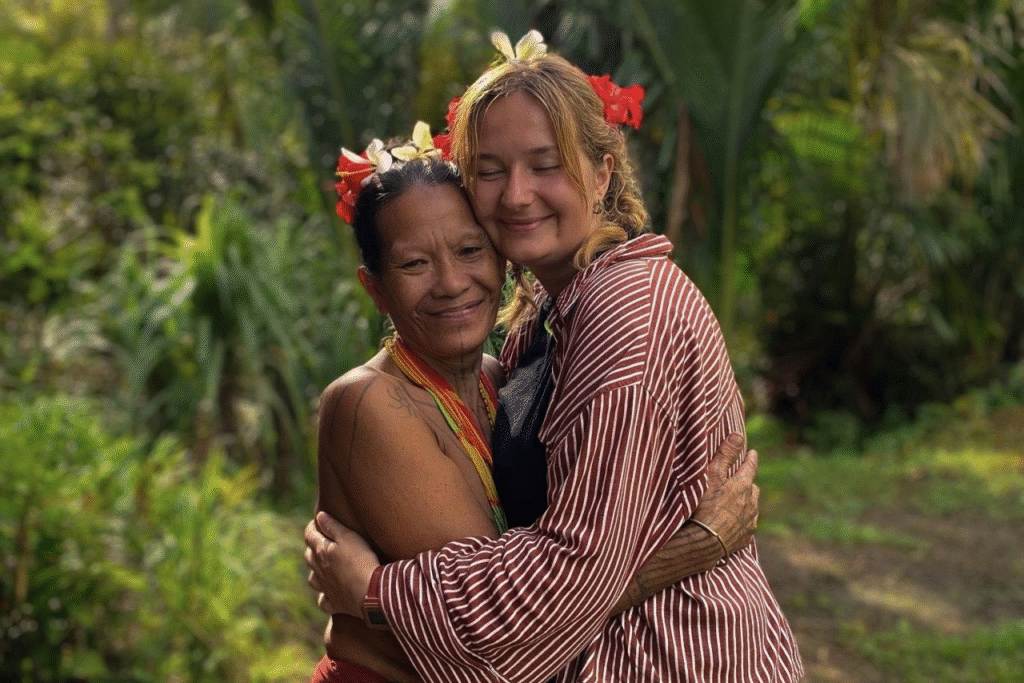Mentawai woman hug with founder of escape to sumatra