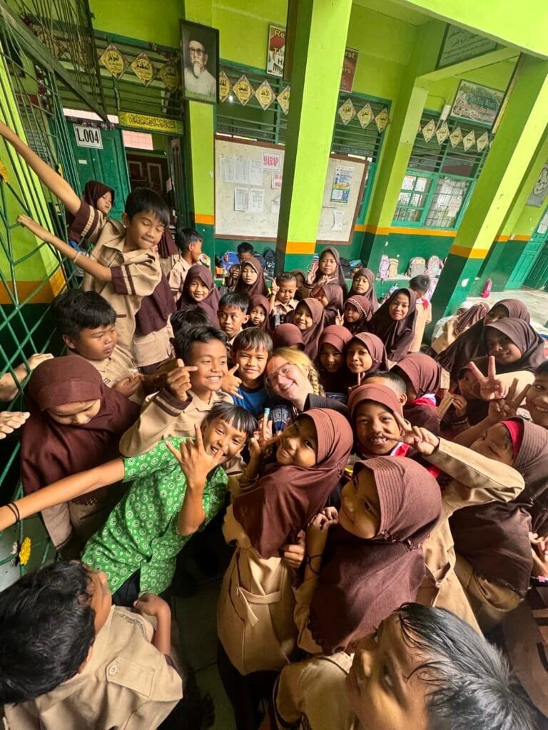 school in padang with visitor